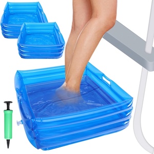 PVC Inflatable Foot Bath Basin 13*13*5.5 Inch Blue Color Foot Soaking Bath Basin for <b>Pool</b> Entry Ladder Above Ground <b>Pool</b> - Product Image 2
