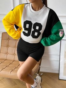 KY Femme Soft Cotton Crew Neck Womens <strong>Jumper</strong> <strong>Slogan</strong> Graphic Colorblock Drop Shoulder Sweatshirt <strong>Jumpers</strong> for Women Sweat Shirt - Product Image 6