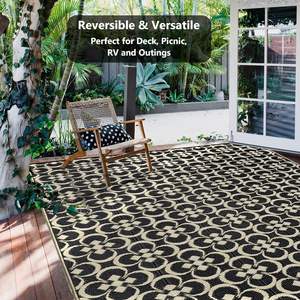 Alfombras <span class=keywords><strong>de</strong></span> paja <span class=keywords><strong>de</strong></span> plástico tejidas para exteriores, portátiles, reversibles, grandes, impermeables para oración, Picnic, uso interior/exterior, alfombras <span class=keywords><strong>de</strong></span> área para exteriores - Product Image 5