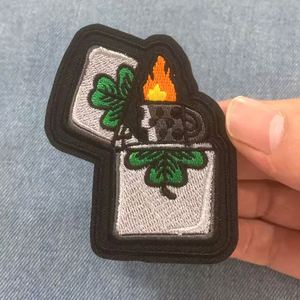New Punk Style Iron on Embroidery Rock <b>Lighter</b> Beer Rose Stay Weird Patch for Clothing Bag Jeans Decoration - Product Image 3
