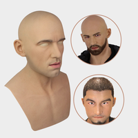 Masque masculin en silicone artificiel Tête de jeune homme en silicone véritable pour visage humain Cosplay Crossdressing Party Transgender Movie