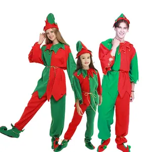 Christmas Elf Cosplay Santa Claus Costume Santa Helper Adult 5 Pieces Full Suit Cosplay Costumes Carnival Party Supplies