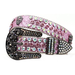 Cintura Larga con Strass a Forma di Teschio per Donne, con Fibbia in Lega, Completamente Incastonata di Diamanti, Design Punk Y2K di Chance - Product Image 1