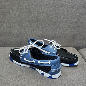 Mocassins et baskets de marche décontractées pour hommes en cuir de vache souple <span class=keywords><strong>bleu</strong></span> <span class=keywords><strong>marine</strong></span>, respirants, à lacets, style pieds nus, <span class=keywords><strong>chaussures</strong></span> <span class=keywords><strong>bateau</strong></span> d'été colorées - Product Image 6