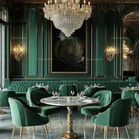 Hôtel commercial de luxe velours vert rond marbre café table et chaise canapé cabine sièges meubles cabine pour restaurant