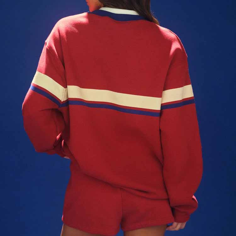 OEM Custom Logo Color Block Crew Neck Pullover Casual Fleece Sports ...