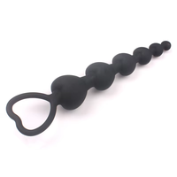 Bouchon anal en silicone avec poignée en forme de cœur, jouet sexuel noir pour jeu anal
