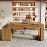 Bureau de direction en forme de L avec armoires de rangement et étagère à 2 niveaux, mobilier d'affaires moderne et simple, grande table d'écriture pour ordinateur