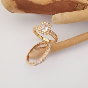 Bague de Fiançailles Tendance pour <span class=keywords><strong>Couple</strong></span>, Zircon Plaqué Or 18 carats, Bague de <span class=keywords><strong>Couple</strong></span> en Laiton Cuivre, Alliances de <span class=keywords><strong>Mariage</strong></span> - Product Image 3