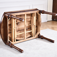 Ensemble de table à manger en bois massif avec 4 chaises, table à manger ronde extensible, style MDF, confortable et élégant