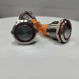 Interruptor de Botón Pulsador Metálico <span class=keywords><strong>Yulian</strong></span> IB19E-P11F-E/N de 19 mm, 12 V, con Anillo de Luz LED Azul para Automóvil, Ojo de Ángel Iluminado, IP65 Impermeable, 15 A, 1NO1NC - Product Image 3