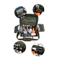 Sac médical portable vert foncé et rouge, imperméable, en tissu Oxford, avec bandoulière, idéal pour les soins ambulatoires et la prévention des épidémies