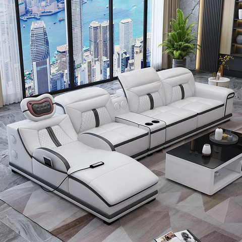 Luxury 7 Seater Genuine Leather Sectional Sofa Set - Modern L Shape ...