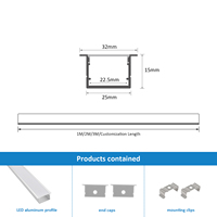 Profilé LED en aluminium anodisé noir argenté série 2515A 6000, 3m, encastré, pour mur, armoire, plafond