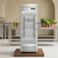 Réfrigérateur commercial à une porte vitrée, congélateur vertical, vitrine réfrigérée en acier inoxydable pour équipement de restaurant