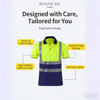 Vêtements de travail de sécurité réfléchissants fluorescents personnalisés, polo à manches courtes haute visibilité, uniforme en polyester tricoté
