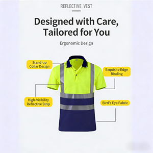 Ropa de Trabajo de Alta Visibilidad para Hombre, Personalizada, Reflectante Fluorescente, de Manga Corta, Tejida <span class=keywords><strong>en</strong></span> Poliéster - Product Image 3