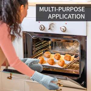 Gants en silicone résistants à la chaleur, en coton épais à motif ondulé, pour la cuisine, la pâtisserie, le four à micro-ondes, gants isolants - Product Image 2