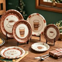 Assiettes carrées jetables de 6 pouces, plateaux à gâteau en carton de 9 pouces