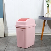 Poubelle rectangulaire en plastique à roulettes avec couvercle basculant, fixation murale, capacité 12L, écologique, pour toilettes et salles de bain