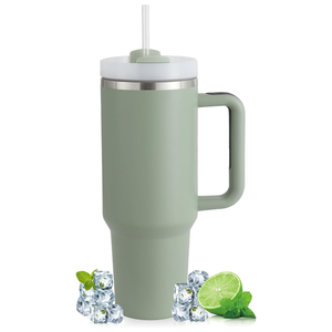 Reusable Double Wall Stainless Steel Vacuum Insulated Tumbler 40 oz Handle Straw 12-24 Hours Thermal Performance Modern Luxury - Product Image 1