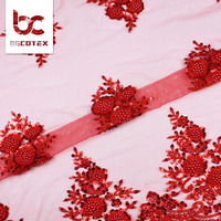 Mode main perlée paillettes broderie robe de mariée broderie dentelle tissu