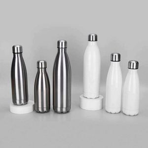 Stainless Steel Vacuum Insulated Water Bottle Bullet Shape Travel <b>Flask</b> Minimalist Design Double Wall Thermos White Silver - Product Image 1