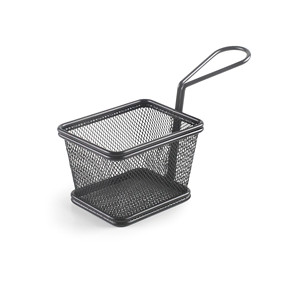 Mini Cestino Quadrato in Metallo Nero con Manico a Rete 1-3L, Contenitore Durevole per Alimenti in Acciaio al Carbonio Saldato - Product Image 1