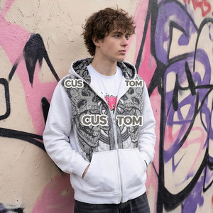 Fabricante de Sudaderas Streetwear con Cremallera, Felpa Francesa, Gruesa, Corte Cuadrado, Gráfico DTG Personalizado, Sudaderas con Cremallera - Product Image 3