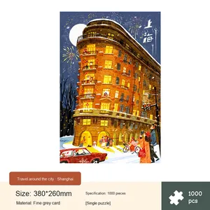 Puzzle de paysage peint à la main de 1000 pièces, personnalisé, jouet éducatif de décompression pour adultes et enfants, jeux de puzzle DIY personnalisés, cadeau - Product Image 2