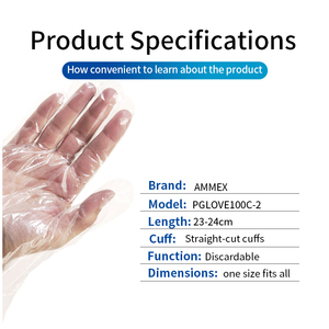 Luvas Descartáveis de PE AMMEX Sem Pó Textura Lisa Duráveis e Flexíveis Punho Reto Uso Geral - Product Image 2