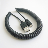 Kabel Isi Daya USB A Male Ke Mikro Tipe B Kabel PU Koil Spiral USB