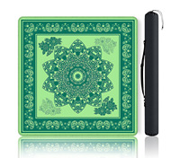 Tapis de Mahjong pliable de luxe durable de 31,5 pouces en caoutchouc antidérapant, tapis de jeu carré portable avec sac de transport pour jeux de société et de cartes