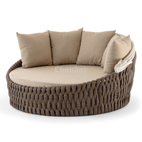 Mlutifuntional Lit de bronzage gris en corde Meubles sectionnels à clapet Sièges de jardin extérieur Patio rond Daybed Ensembles de jardin