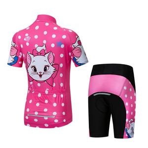 Crianças Bicicleta Roupas Verão Ciclismo Jersey Conjuntos Shorts Gel Acolchoado Respirável Secagem Rápida Menino Menina Kid Ciclismo Ternos Rosa Gato