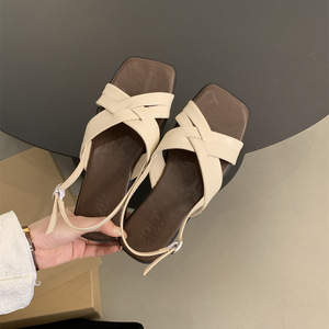 Sandalias Romanas al por Mayor de Fábrica para Mujer, Estilo Hada Retro Francés, Nuevas y Hermosas, Zapatos Planos Suaves para Playa, Ideales para el Verano - Product Image 6