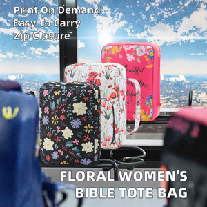 High Quality Women's Floral Bible Cover Custom Printed Oxford Book Tote Bag Casual <strong>Luxury</strong> Portable Design with Zipper Closure - Product Image 2