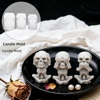 Moule à bougie en silicone en forme de squelette humain 3D, pour la création de statues en cire parfumée, décoration de fête d'Halloween, bricolage