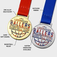 Gekleurde emaille custom basketbalcamp medaille, ronde zinklegering metalen wedstrijd award souvenir evenement prijs voor sporttoernooi