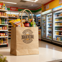 Sacs en papier kraft brun jetables avec logo personnalisé pour la livraison de nourriture, les achats et l'emballage de cadeaux avec poignées