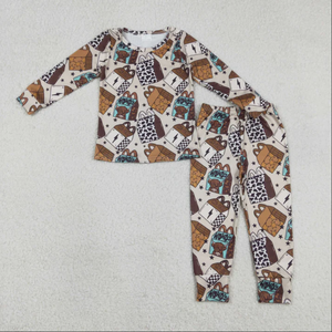 Ensemble assorti pour enfants American Ranch, motif vache bison, tenue décontractée à manches longues - Product Image 5