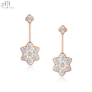 ต่างหูเพชรแท้ธรรมชาติ งานฝีมือวินเทจคุณภาพสูง ผลิตจากทองคำแท้ 18K สำหรับผู้หญิง - Product Image 1