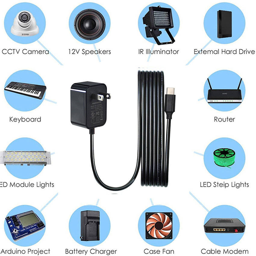 12V 1A Power Supply Adapter (5-Pack) – UL Listed For CCTV Cameras, Security Systems & More