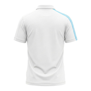 Men's White Short Sleeve Polo Shirt Solid Color Knitted Polyester Quick Dry Casual Wear Button Front and Logo on Left Sleeve - Product Image 2