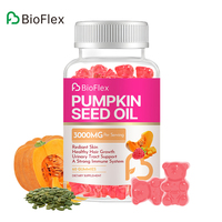 Gomitas de Aceite de Semilla de Calabaza con Sabor a Frambuesa de Marca Privada con Saw Palmetto, Suplemento para Cabello, Piel y Uñas para Mujeres y Hombres