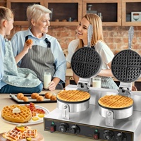 Gaufrier Professionnel Double Tête Antiadhésif Rond pour Gaufres Croustillantes