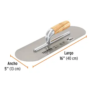 BOX 3 Paleta de esquinas redondeadas de 16' x 5' con mango de madera, TRUPER - Product Image 2