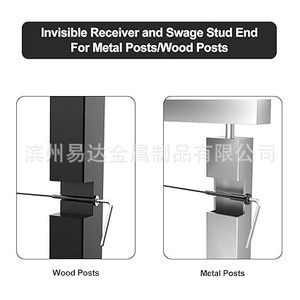 Eda 316 Stainless Steel Concealed Wiring Connector 1/8 Inch Wire Rope Cable Thread Stud Invisible Receiver - Product Image 5