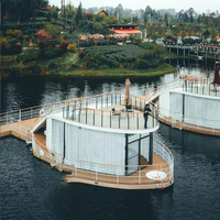 Péniche de fête de ponton touristique Maison flottante moderne Péniche de ponton avec entièrement meublé