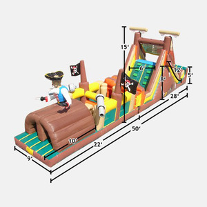 Parcours d'obstacles <span class=keywords><strong>gonflable</strong></span> <span class=keywords><strong>pirate</strong></span> très populaire en PVC durable, <span class=keywords><strong>jeu</strong></span> sportif pour enfants et adultes, idéal pour la location commerciale - Product Image 3